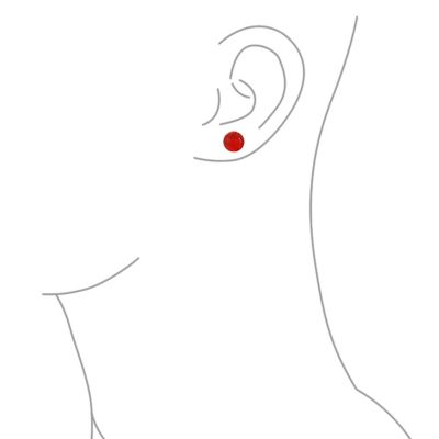 Simple Dyed Natural Red Coral Ball Round Stud Earrings Sterling Silver 10MM