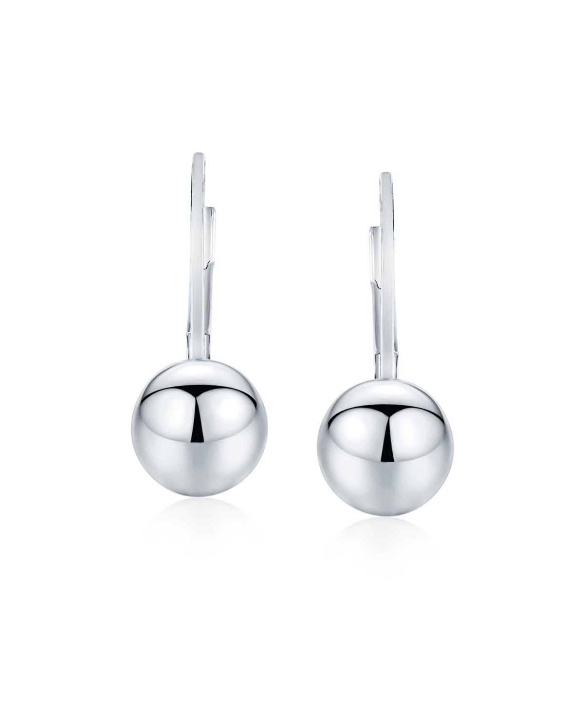 Bling Jewelry Classic Simple Basic Lever Back Round Bead Ball Drop Earrings .925 Sterling Silver