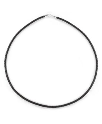 Brown Black Leather Braided Rope Weave Necklace Pendant Cords .925 Sterling Silver 14 16 18 20 24 Inch Length