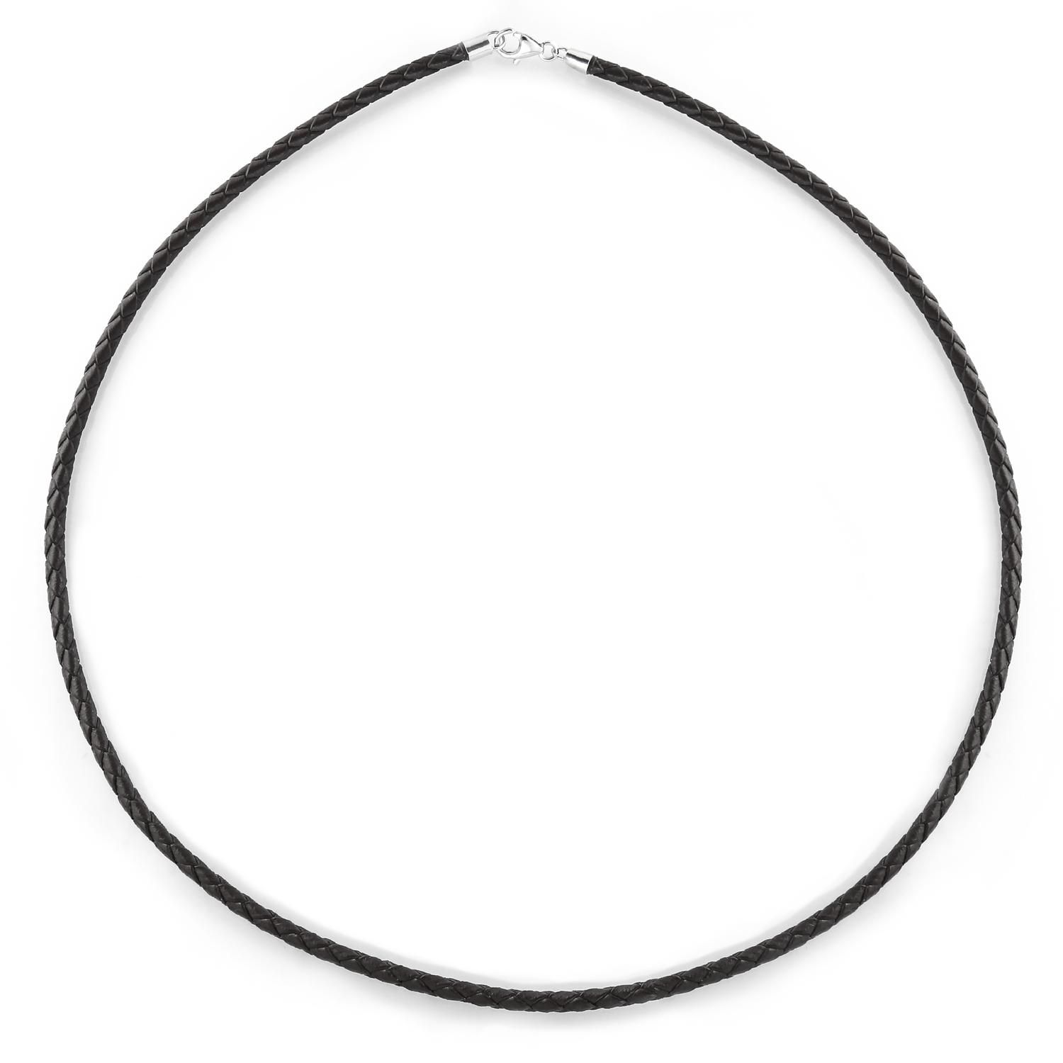 Leather Braided Cords Necklace Pendant Sterling Silver Clasp