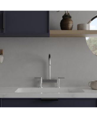 Modern Double Handle 2 Holes Deck Mount Bridge Kitchen Faucet With 360 Swivel Spout Sink Faucet In Brushed Nickel