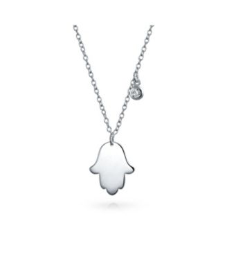 Delicate Simple Minimalist Amulet Talisman Hamsa Hand Of God Fatima Pendant Necklace Gold Plated .925 Sterling Silver