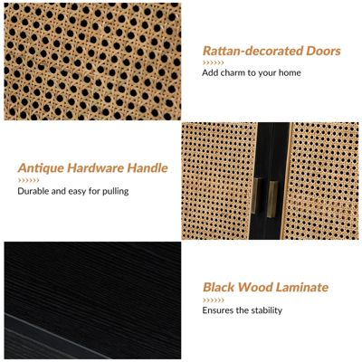 Mid-century Modern Pidcock Contemporary Door Accent Cabinet with Rattan