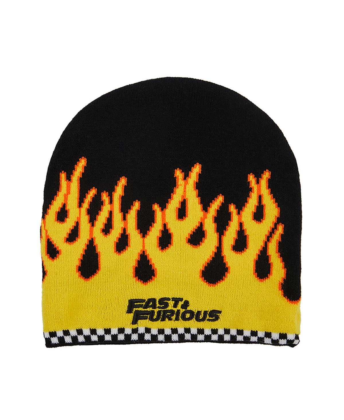 Fast & The Furious Men's Fast & Furious Flame Logo Black Acrylic Skull Beanie