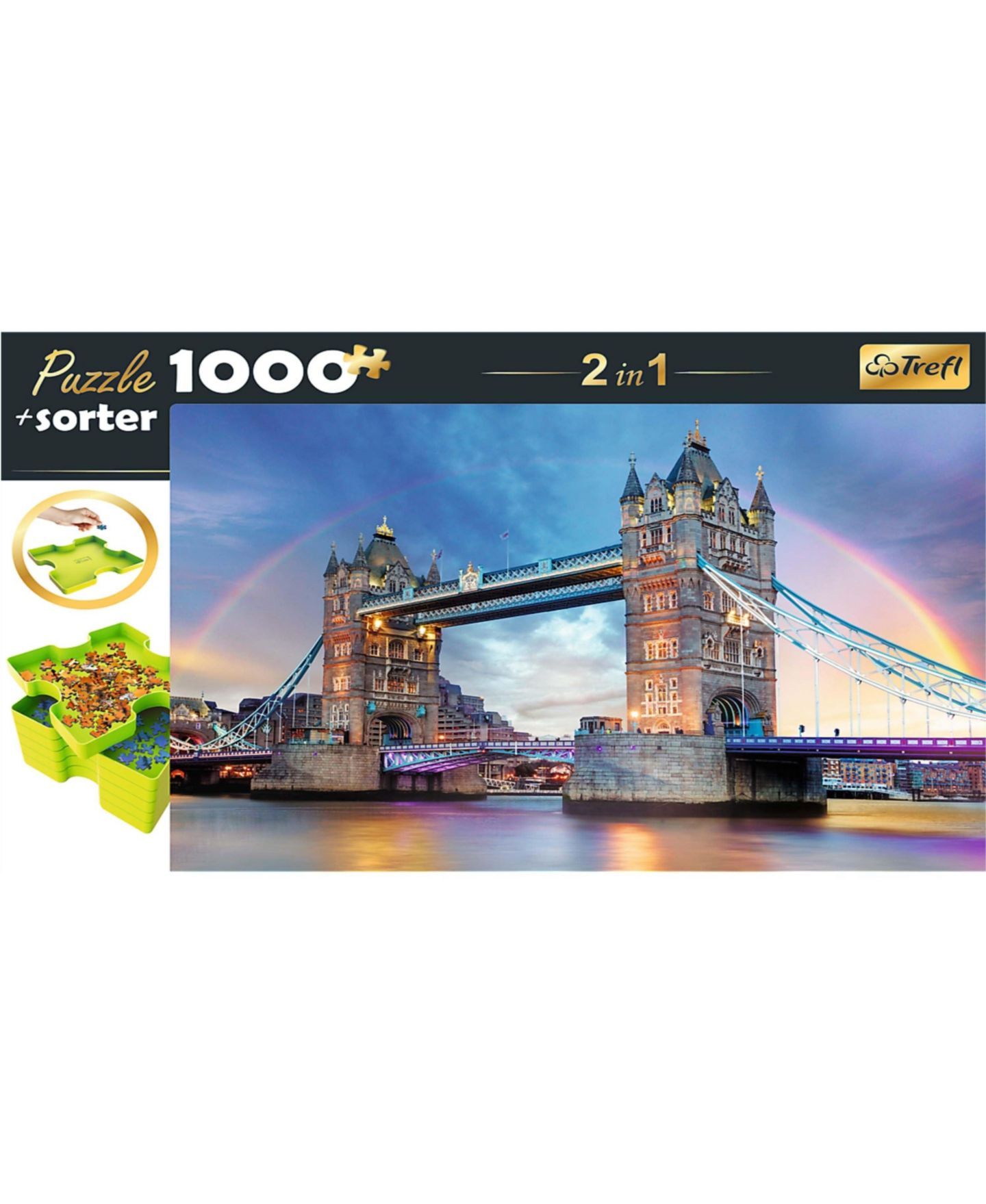 Детская игрушка Trefl Megabox Rainbow Over Tower Bridge 1000-Piece Puzzle and Sorter, Ages 12+, цвет: Разноцветный — фото 3
