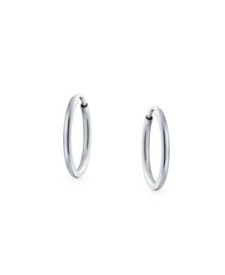 Thin Minimalist Hoop Huggie Earrings Sterling Silver Various Sizes