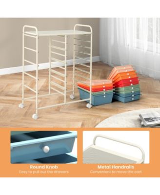 15-Drawer Utility Rolling Organizer Cart with Multi-Use Storage
