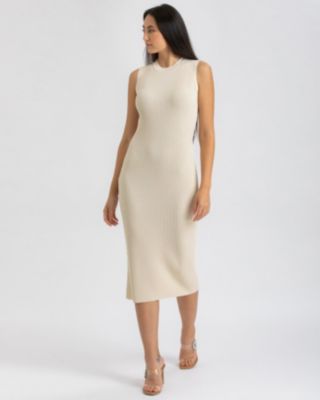 Women's Sleeveless Fitted Ribbed Pattern Iris Dress