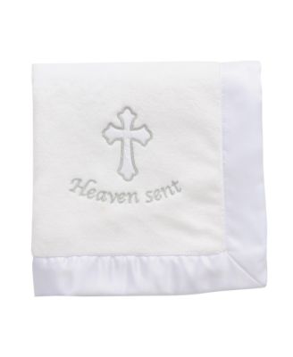 Baby Heaven Sent Baptism/Christening Soft White Fleece Blanket