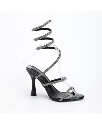 BERNESS Women's Alexandra55 Rhinestone Wrap Heels - Macy's