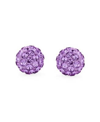 Elegant .925 Sterling Silver Round 8MM Glittering Pave Crystal Disco Ball Stud Earrings