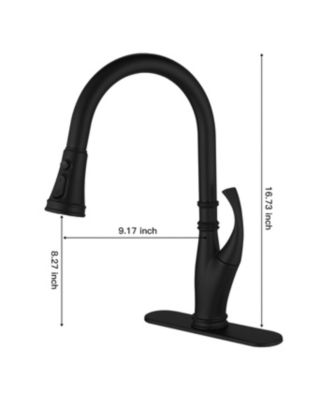 Single-Handle Pull-Down Sprayer 3 Spray High Arc Kitchen Faucet With Deck Plate in Matte Black
