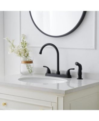 Two-Handle 4 Holes Standard Kitchen Sink Faucet With Side Sprayer