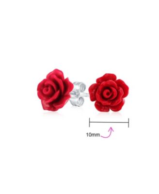 Romantic 3D Carved Rose Flower Blooming Post Stud Earrings 10MM Lightweight