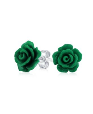 Romantic 3D Carved Rose Flower Blooming Post Stud Earrings 10MM Lightweight