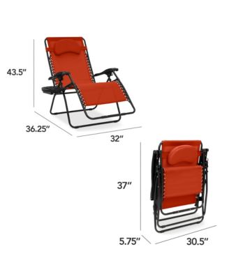 Oversized Zero Gravity Chair, Folding Outdoor Patio Recliner w/ Cup Holder