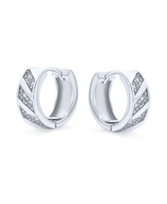 Elegant CZ Hoop Earrings with Cubic Zirconia Accent in Sterling Silver