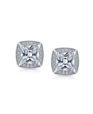 Fashion Statement Square Cushion Cut Cubic Zirconia CZ Stud Earrings Rose Gold Plated