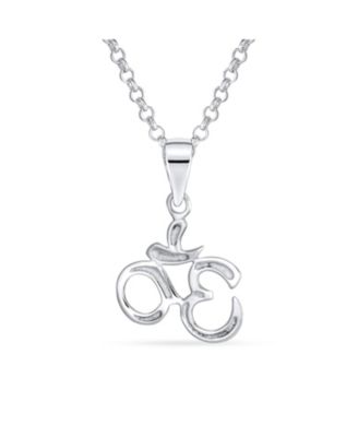 Yoga Aum Om Symbol Pendant Necklace in Sterling Silver 18 Inch Chain