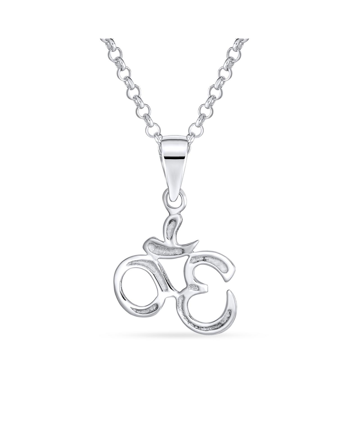 Bling Jewelry Yoga Aum Om Symbol Pendant Necklace in Sterling Silver 18 Inch Chain