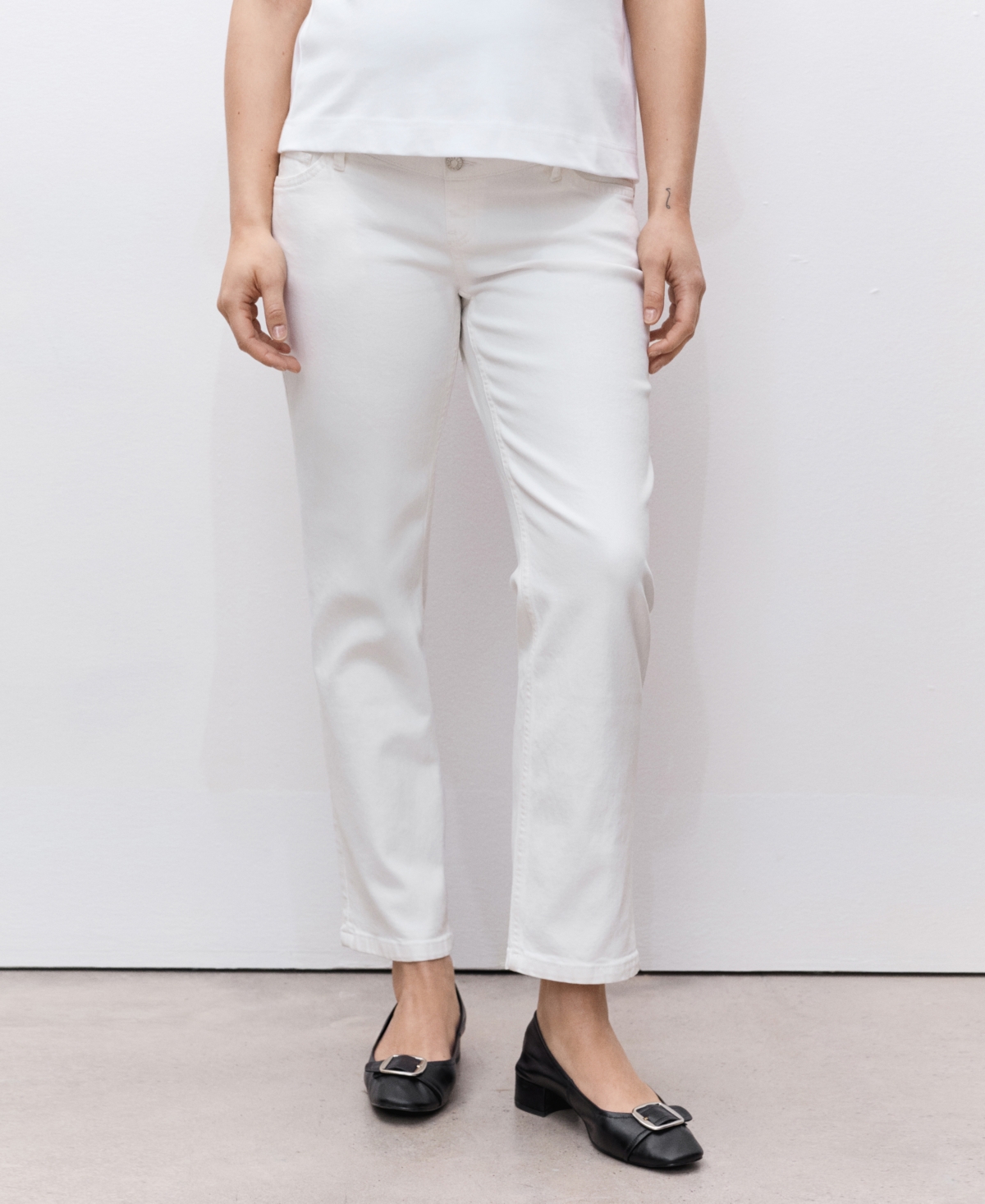 Mango Women's Maternity Straight Jeans In White