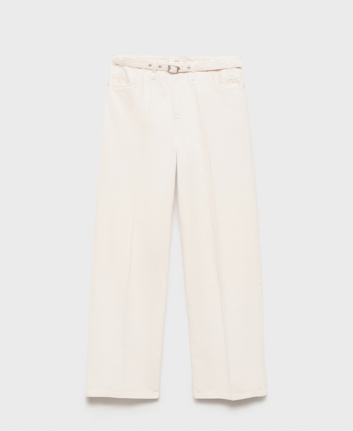 Mango Women's Belt Wide Leg Jeans In Off White