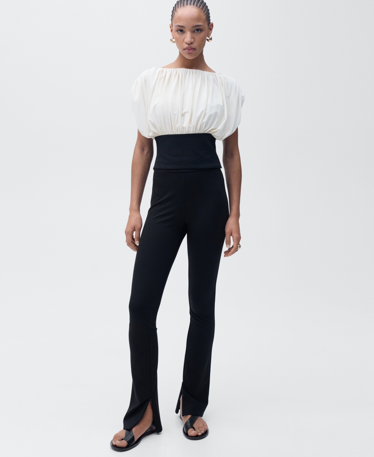 Shop Mango Women's Skinny Slit Pants In Black