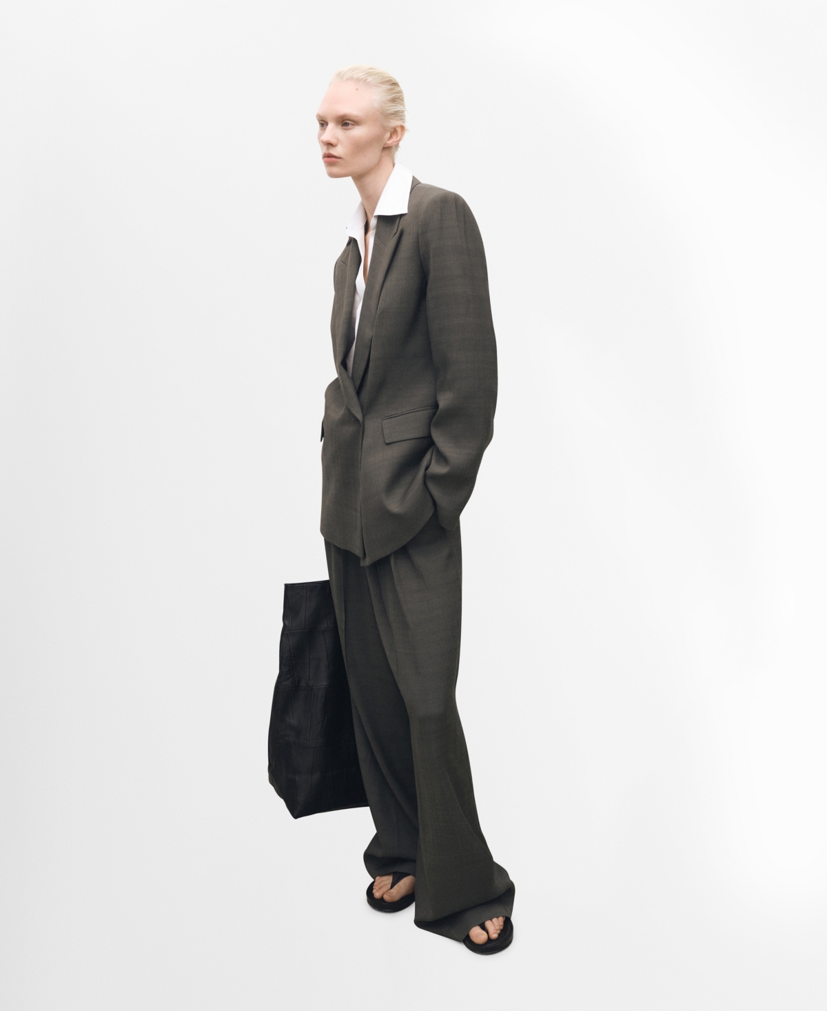Mango Women's Belted Clips Suit Trousers In Green