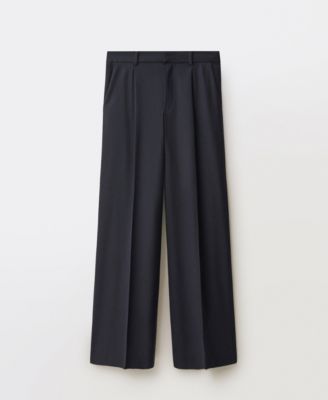 Women's Wide Leg Wool-Blend Pleated Pants