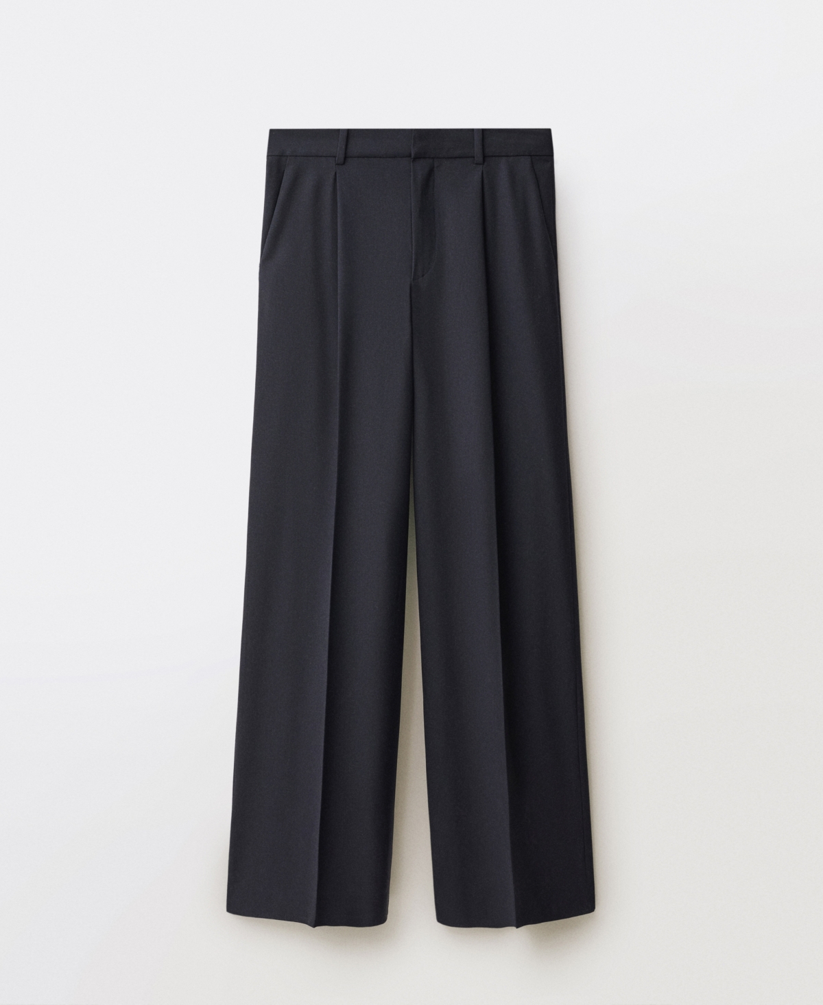 Mango Women's Wide Leg Wool-blend Pleated Pants In Navy