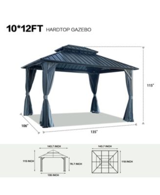 Streamdale 10'x12' Hardtop Gazebo, Steel Roof, Aluminum Frame, Curtains & Netting