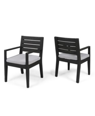 Streamdale Outdoor Dining Chair Set of 2, Dark Grey With Light Grey Cushion