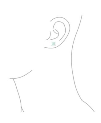 Classic White Fire Orange Green Blue Opulence Created Opal Square Princess Cut Stud Earrings Yellow Gold Plated Sterling Silver 5MM