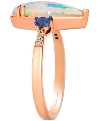 Neopolitan Opal™ (1 ct. t.w.), Blueberry Sapphire™ (1/4 ct. t.w.) & Nude Diamond™ Ring in 14k Rose Gold