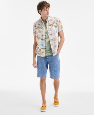 Sun + Stone Sun Stone Mens Duke Floral Print Shirt Surf Club Graphic T Shirt Denim Shorts Exclusively At Macys