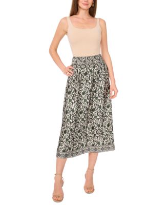 Women's Floral-Print Smocked-Waist Skirt
