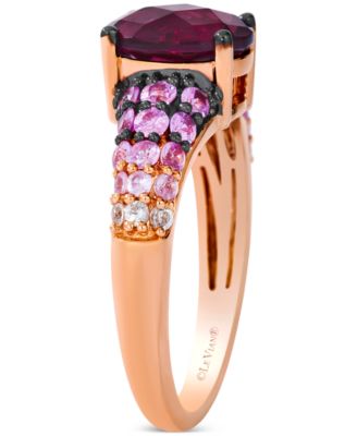 Raspberry Rhodolite&reg; (2-1/4 ct. t.w.), Pink Sapphire Ombr&eacute; (3/4 ct. t.w.) & White Sapphire (1/10 ct. t.w.) Ring in 14k Rose Gold