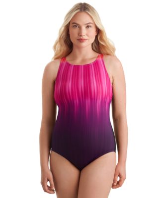 ShapeSolver Sport by Mimi Flamingo - Women's Linked Up High-Neck Swimsuit