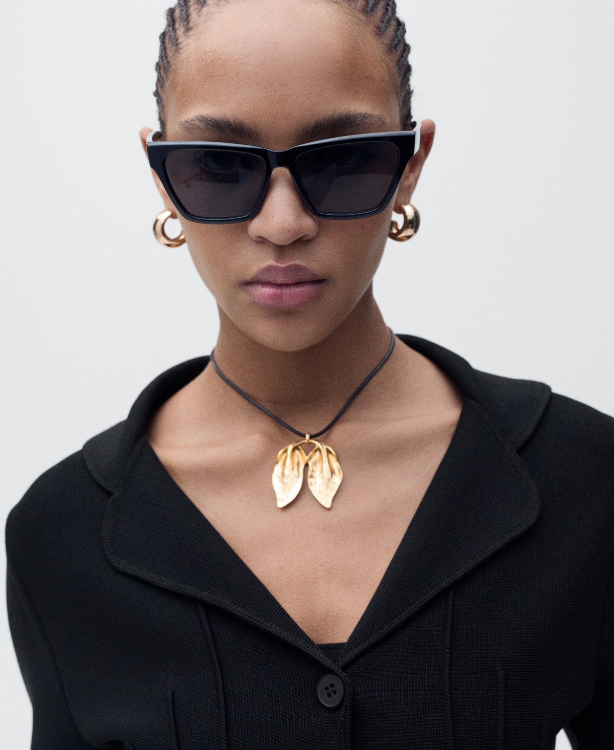 Mango Lapel Collar Knitted Jacket Black In Black