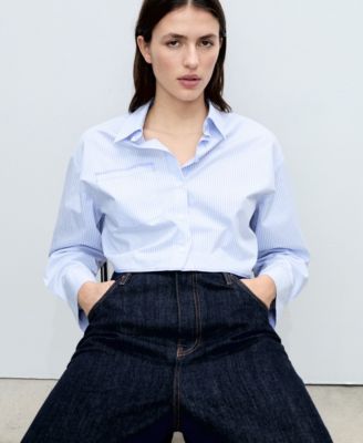 Women's Seam Detail Striped Crop Shirt