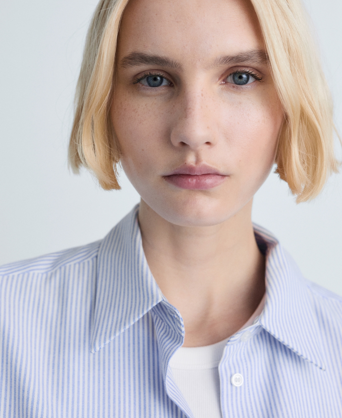 Shop Mango Women's Striped Cotton Shirt In Sky Blue