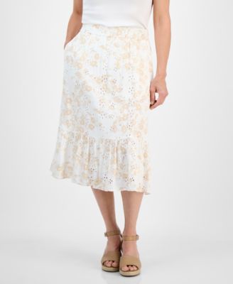 Petite Morning Glories Tiered Eyelet Skirt, Exclusively at Macy's