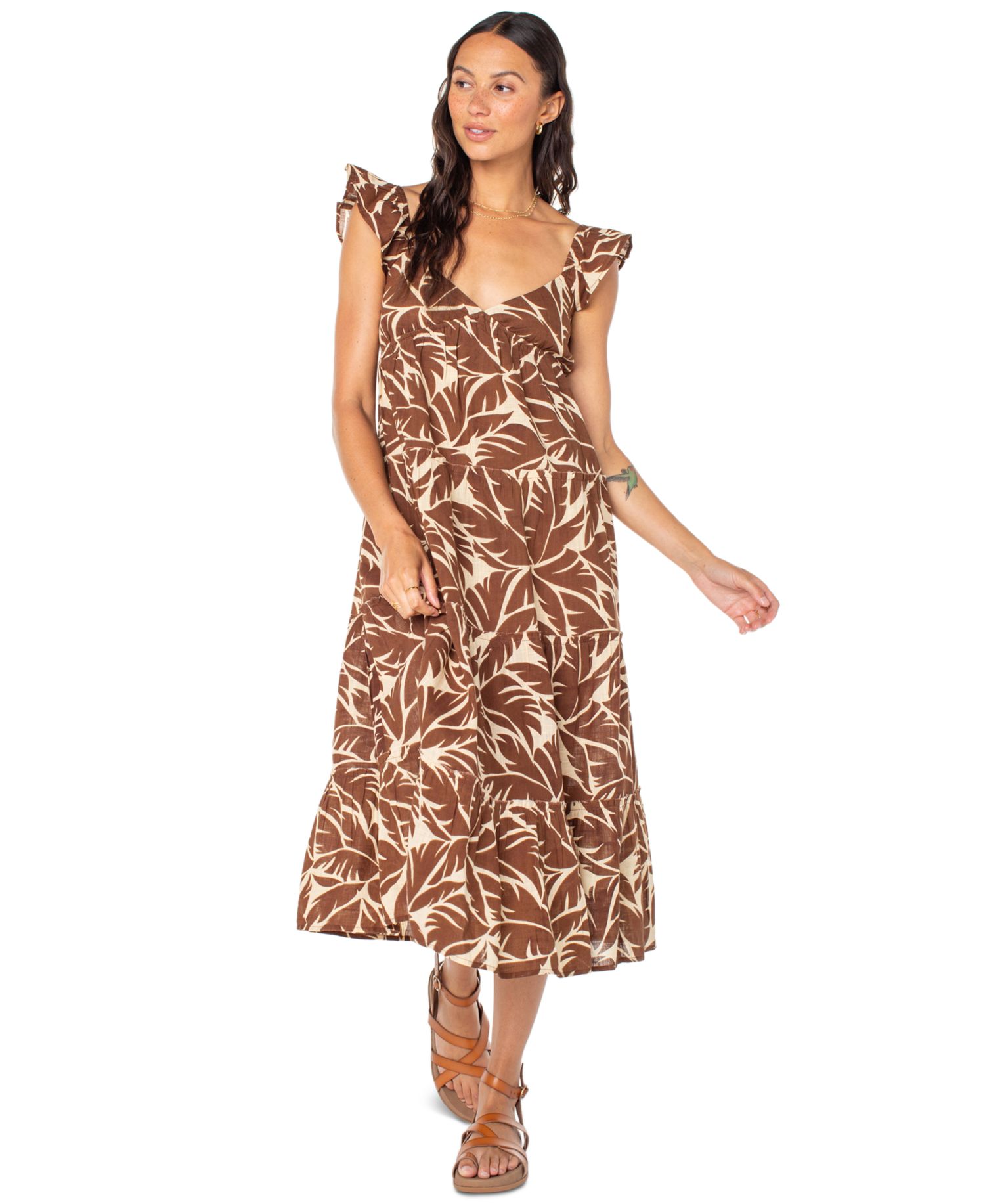 Women's Palmy Days Cotton Printed Tiered Midi Dress