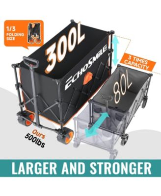 Collapsible Foldable Extended Height Wagon with 500lbs Weight Capacity,Folding Utility Garden Cart with Big All-Terrain Beach Wheels,for Camping, Garden,Sports,Beach,Shopping