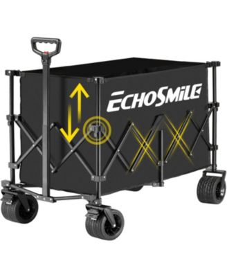 Collapsible Foldable Extended Height Wagon with 500lbs Weight Capacity,Folding Utility Garden Cart with Big All-Terrain Beach Wheels,for Camping, Garden,Sports,Beach,Shopping