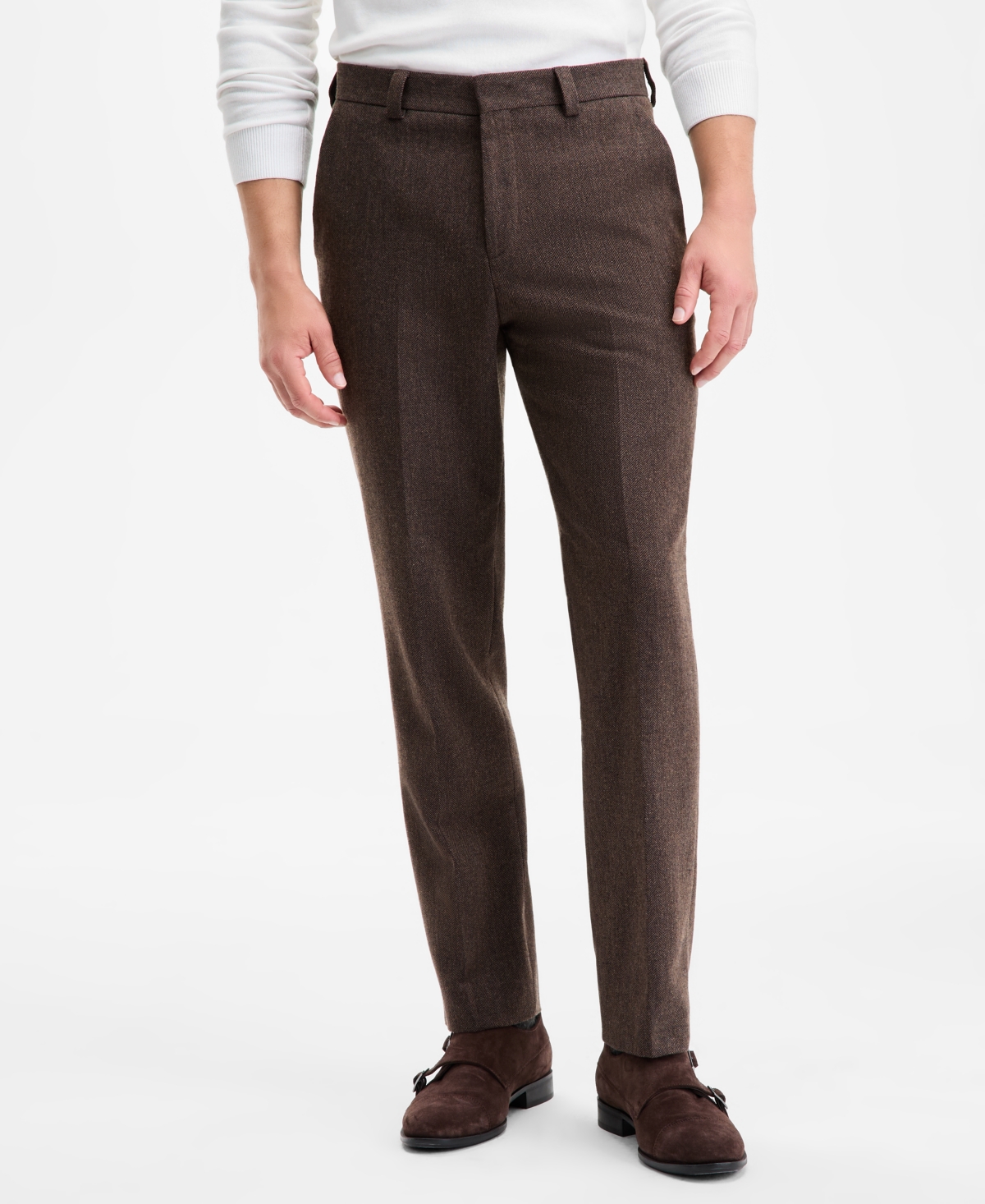 Hugo Boss Hugo By  Men's Modern-fit Herringbone Suit Pants In Brown