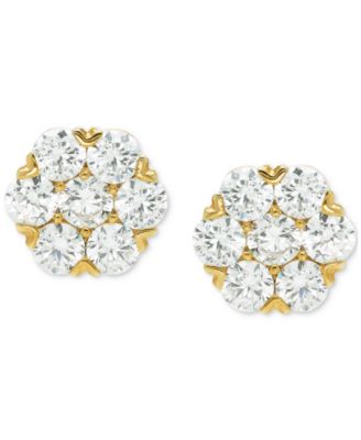 Diamond Cluster Stud Earrings (2 ct. t.w.) in 14k Yellow Gold