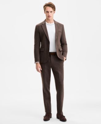 Mens Modern-Fit Herringbone Overcoat & Suit Separates 