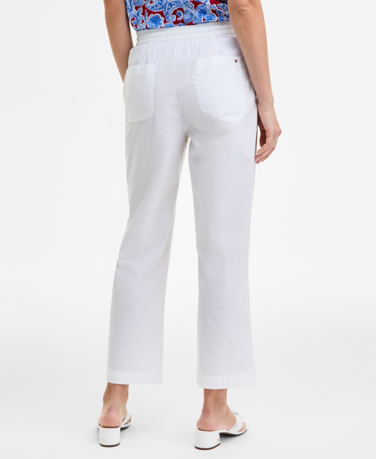 Tommy Hilfiger Women's Cotton Tie-front Ankle Pants In White