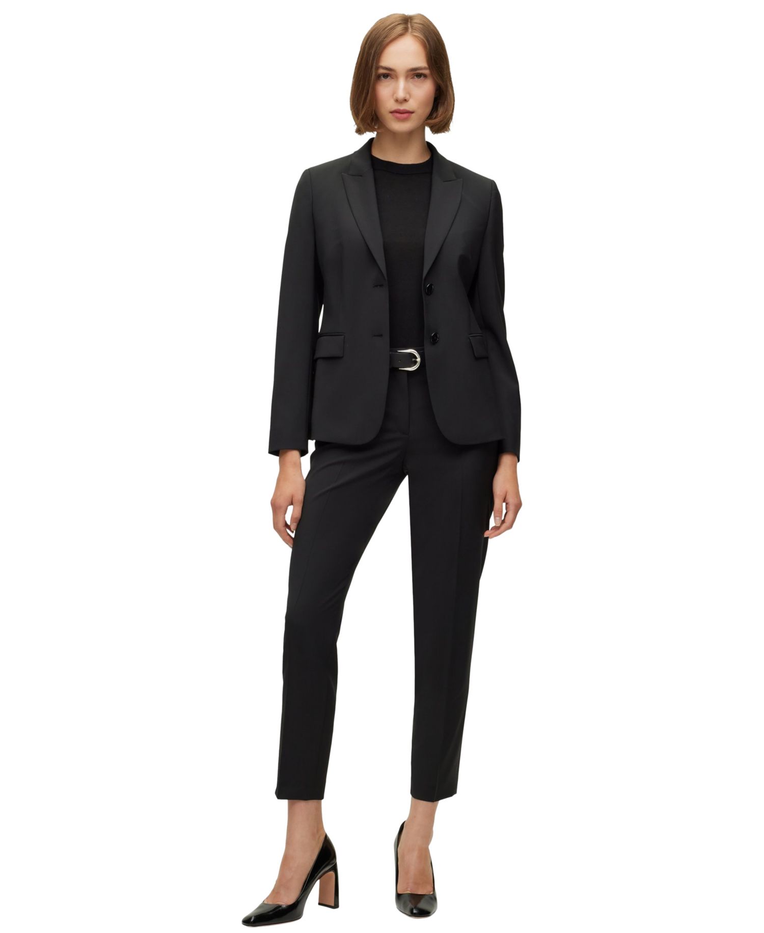 BOSS by Women's Wool Regular-Fit Cropped Pants